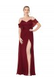 Compre Borgoña Trompeta Hombros Descubiertos Gasa Largo Formales Vestidos de dama de honor / Vestidos de fiesta