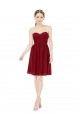 Compre Borgoña línea A Cuello de Corazón Gasa Corto Vestidos de dama de honor / Vestidos de cóctel / Vestidos para homecoming