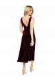 Compre Borgoña línea A Cuello en V Midi Terciopelo Elástico Corto Vestidos de dama de honor / Vestidos de fiesta / Vestidos de cóctel