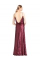 Compre Borgoña línea A Halter Cuello Alto Lentejuela Largo Formales Vestidos de dama de honor / Vestidos de fiesta