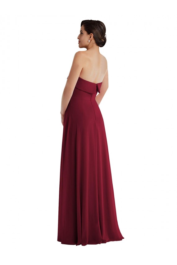 Compre Borgoña línea A Sin tirantes Gasa Largo Formales Vestidos de dama de honor / Vestidos de noche