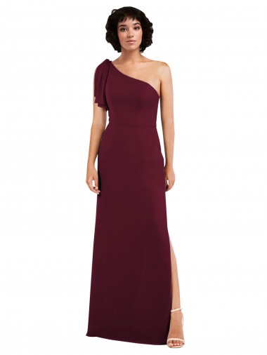 Compre Borgoña línea A Un Hombre Gasa Largo Formales Vestidos de dama de honor / Vestidos de noche