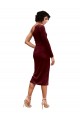Compre Borgoña línea A Un Hombre Midi Terciopelo Elástico Corto Vestidos de dama de honor / Vestidos de fiesta