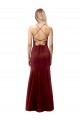 Compre Borgoña oscuro Sirena Halter Cuello Alto Crepé Elástico Largo Formales Vestidos de dama de honor / Vestidos de fiesta