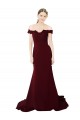 Compre Borgoña oscuro Sirena Hombros Descubiertos Barrer tren Crepé Elástico Encaje Largo Formales Vestidos de dama de honor / Vestidos de fiesta