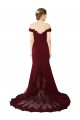 Compre Borgoña oscuro Sirena Hombros Descubiertos Barrer tren Crepé Elástico Encaje Largo Formales Vestidos de dama de honor / Vestidos de fiesta