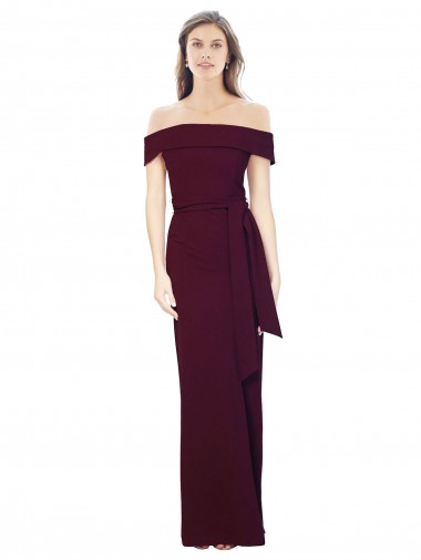 Compre Borgoña oscuro Sirena Hombros Descubiertos Crepé Elástico Largo Formales Vestidos de dama de honor / Vestidos de fiesta