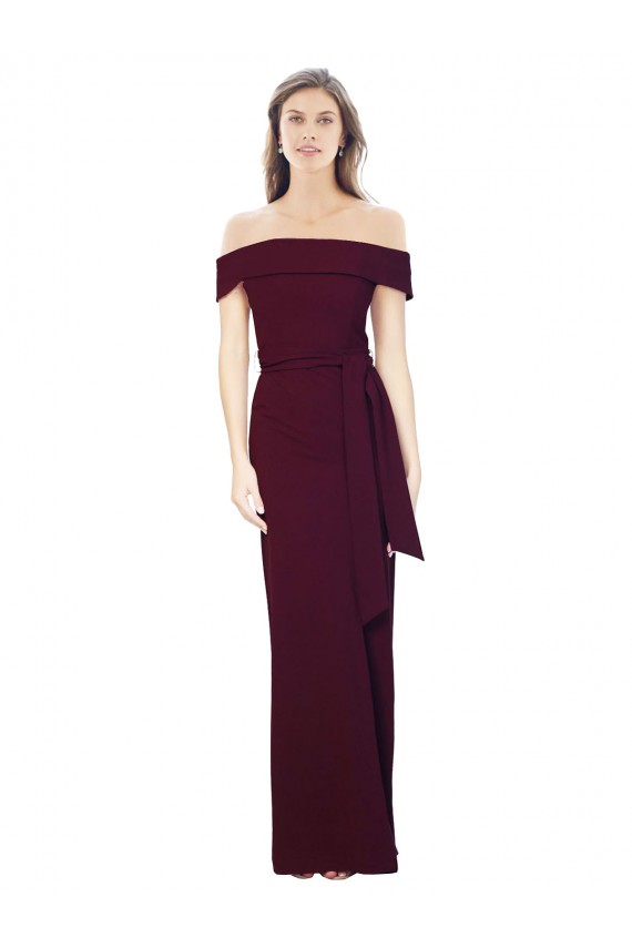 Compre Borgoña oscuro Sirena Hombros Descubiertos Crepé Elástico Largo Formales Vestidos de dama de honor / Vestidos de fiesta