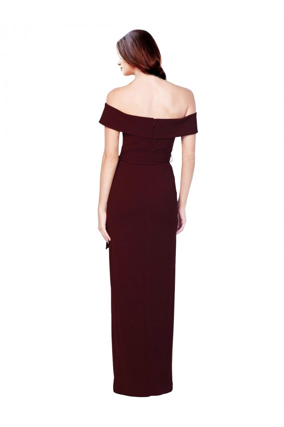 Compre Borgoña oscuro Sirena Hombros Descubiertos Crepé Elástico Largo Formales Vestidos de dama de honor / Vestidos de fiesta