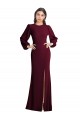 Compre Borgoña oscuro Trompeta Barco Crepé Elástico Largo Formales Vestidos de dama de honor / Vestidos de fiesta
