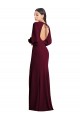 Compre Borgoña oscuro Trompeta Barco Crepé Elástico Largo Formales Vestidos de dama de honor / Vestidos de fiesta