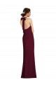 Compre Borgoña oscuro Trompeta Halter Crepé Elástico Largo Vestidos de dama de honor / Vestidos de fiesta