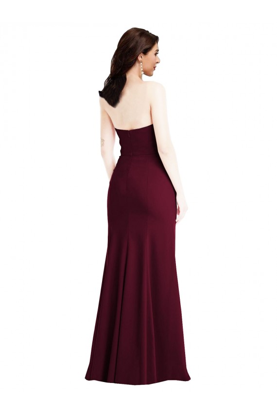 Compre Borgoña oscuro Trompeta Sin tirantes Crepé Elástico Largo Vestidos de dama de honor / Vestidos de fiesta