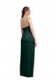 Compre Cazador Verde Columna Tirantes espagueti Cuadrado Satén elástico Largo Formales Vestidos de dama de honor / Vestidos de fiesta