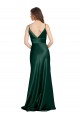 Compre Cazador Verde Cubierta Tirantes espagueti Cuello en V Cuello Alto Satén elástico Largo Formales Vestidos de dama de honor / Vestidos de fiesta