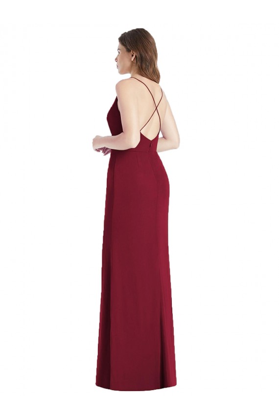 Compre Cazador Verde Sirena Tirantes espagueti Cuello en V Gasa Largo Vestidos de dama de honor