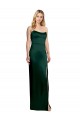 Compre Cazador Verde línea A Cucharón Sin tirantes Satén elástico Largo Formales Vestidos de dama de honor / Vestidos de fiesta