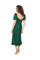 Compre Cazador Verde línea A Cuello de Corazón Midi Satén sedoso Corto Formales Vestidos de dama de honor / Vestidos de fiesta