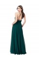 Compre Cazador Verde línea A Cuello en V Gasa Largo Vestidos de dama de honor
