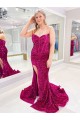 Compre Color mostrado Cubierta Cuello de Corazón Barrer tren Lentejuelas Terciopelo Largo Vestidos de fiesta