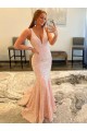 Compre Color mostrado Cubierta Cuello en V Barrer tren Lentejuelas Terciopelo Largo Vestidos de fiesta