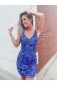 Compre Color mostrado Cubierta Cuello en V Corto Lentejuelas Terciopelo Corto Vestidos de fiesta