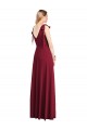 Compre Coral Trompeta Cuello en V Gasa Largo Vestidos de dama de honor