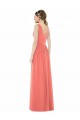 Compre Coral línea A Cuello en V Gasa Largo Vestidos de dama de honor