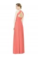 Compre Coral línea A Halter Gasa Largo Vestidos de dama de honor