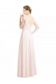 Compre Crema Rosa línea A Cuello de Corazón Gasa Encaje Largo Vestidos de dama de honor