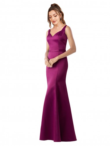 Compre Cubierta Barco Satén Largo Formales Vestidos de dama de honor / Vestidos de fiesta