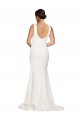 Compre Marfil Cubierta Cuadrado Barrer tren Crepé Elástico Largo Vestidos de dama de honor / Vestidos de fiesta