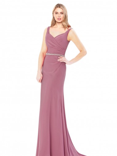 Compre Cubierta Cuello Alto Gasa Largo Vestidos de dama de honor / Vestidos de fiesta