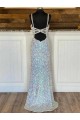 Compre Cubierta Cuello en V Barrer tren Lentejuelas Terciopelo Largo Vestidos de fiesta