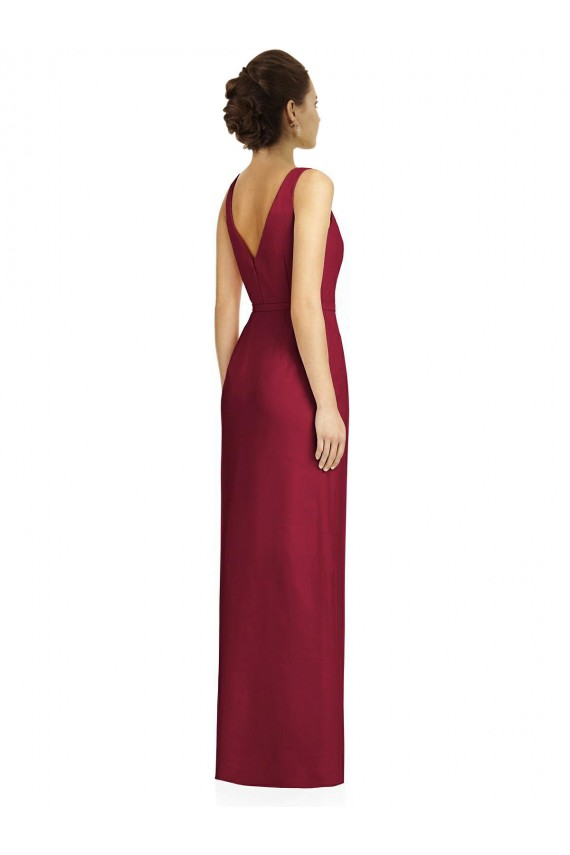 Compre Cubierta Cuello en V Gasa Largo Vestidos de dama de honor