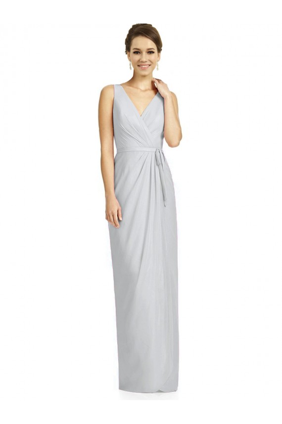 Compre Cubierta Cuello en V Gasa Largo Vestidos de dama de honor