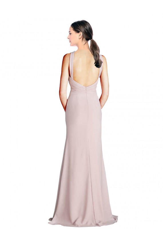 Compre Cubierta Halter Cuello Alto Gasa Largo Vestidos de dama de honor