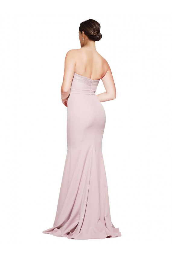 Compre Cubierta Sin tirantes Barrer tren Crepé Elástico Largo Formales Vestidos de dama de honor / Vestidos de fiesta