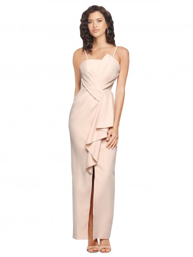 Compre Cubierta Sin tirantes Crepé Elástico Largo Vestidos de dama de honor / Vestidos de fiesta