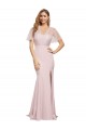 Compre Cubierta Un Hombre Cuello de Corazón Crepé Elástico Tul Largo Formales Vestidos de dama de honor / Vestidos de fiesta
