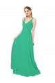 Compre Esmeralda Cubierta Cuello en V Gasa Largo Vestidos de dama de honor
