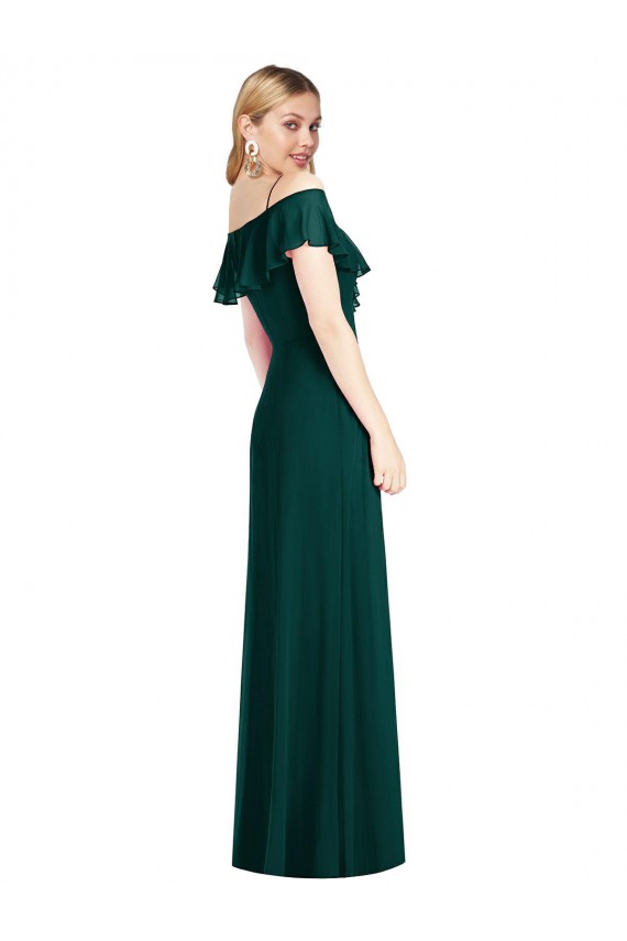 Compre Evergreen Trompeta Tirantes espagueti Gasa Largo Vestidos de dama de honor