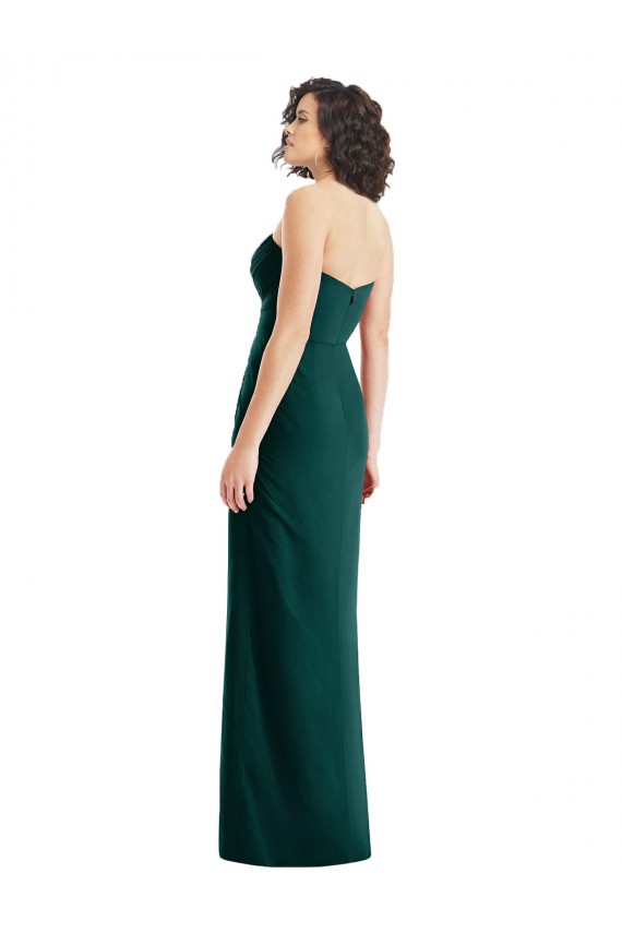 Compre Evergreen línea A Cuello de Corazón Sin tirantes Gasa Largo Vestidos de dama de honor