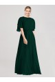 Compre Evergreen línea A Cuello redondo Gasa Largo Vestidos de dama de honor