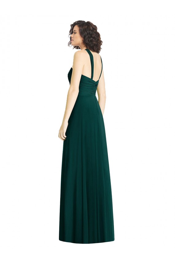 Compre Evergreen línea A Halter Gasa Largo Vestidos de dama de honor
