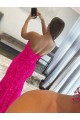 Compre Fucsia Cubierta Sin tirantes Barrer tren Lentejuelas Terciopelo Largo Vestidos de fiesta