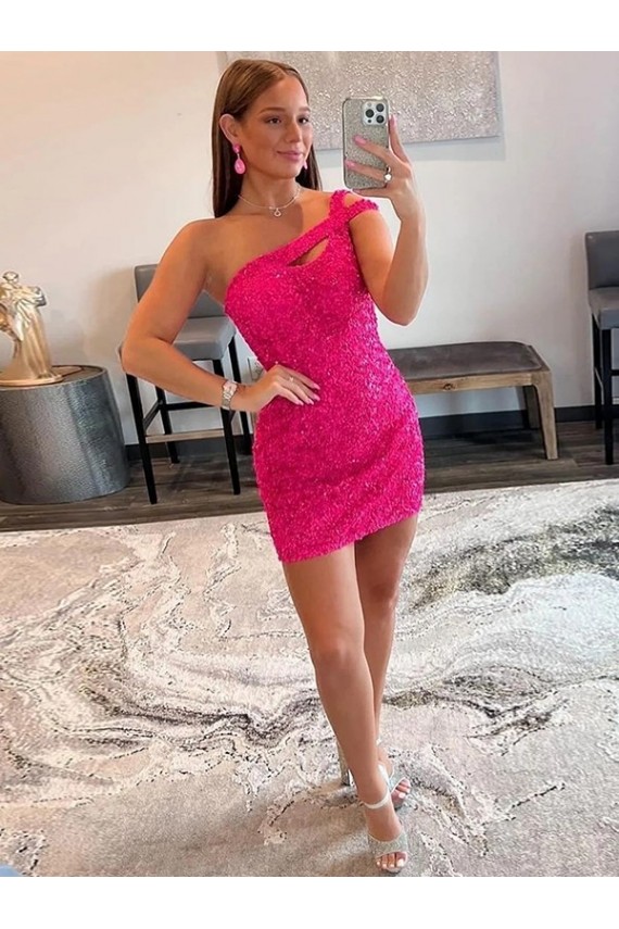 Compre Fucsia Cubierta Un Hombre Corto Lentejuelas Terciopelo Corto Vestidos de fiesta