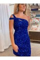 Compre Fucsia Cubierta Un Hombre Corto Lentejuelas Terciopelo Corto Vestidos de fiesta