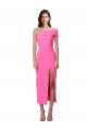 Compre Fucsia Cubierta Un Hombre Midi Crepé Elástico Largo Formales Vestidos de dama de honor / Vestidos de fiesta / Vestidos de cóctel