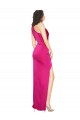 Compre Fucsia Cubierta Un Hombre Satén sedoso Largo Formales Vestidos de dama de honor / Vestidos de fiesta
